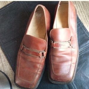 Kenneth Cole Square New York Brown Leather Slip-On Loafers